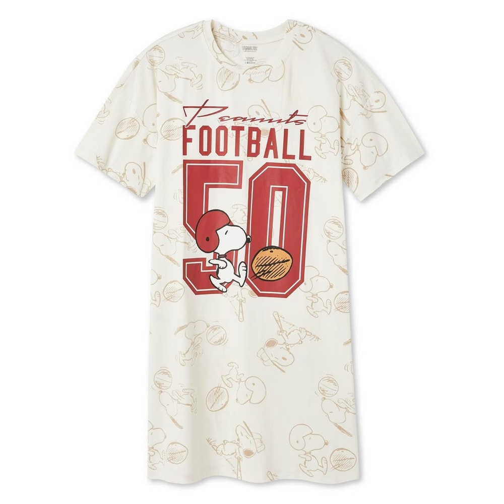 Peanuts Football Graphic T-Shirt Dress nightgown lounge wear